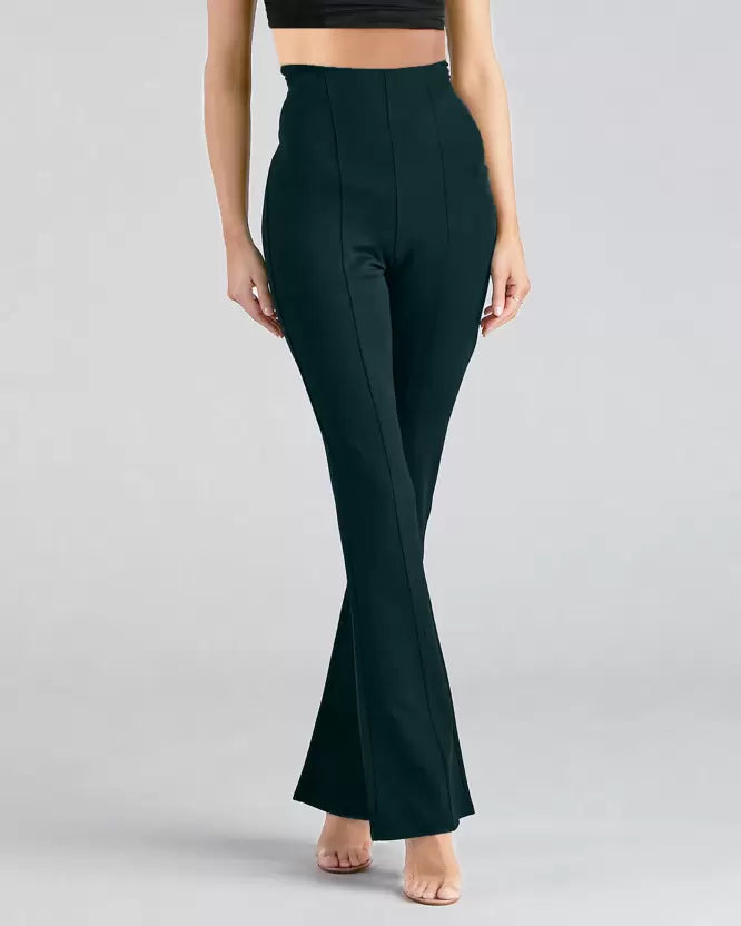 Women’s Flared Cotton Blend Trousers Pants for Casual and Semi-Formal Wear