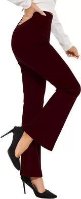 Women’s Flared Cotton Blend Trousers Pants for Casual and Semi-Formal Wear