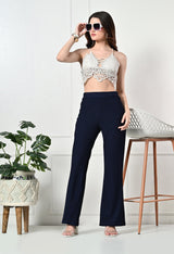 Trendy Glamorous Women  Navy Blue Trousers