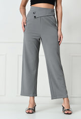 Comfy Elegant Women Grey Melange Trousers