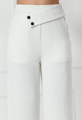 Comfy Elegant Women White Trousers