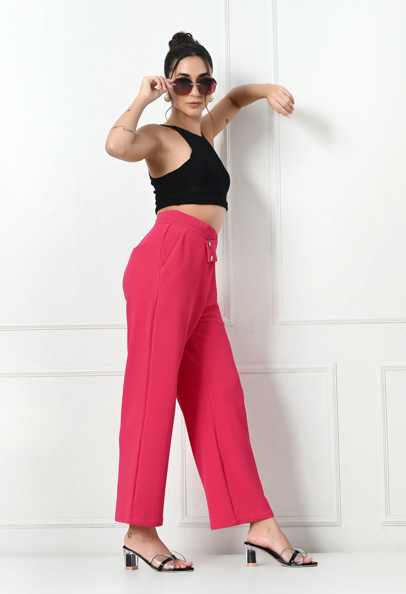 Comfy Elegant Women Pink Trousers