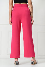 Comfy Elegant Women Pink Trousers