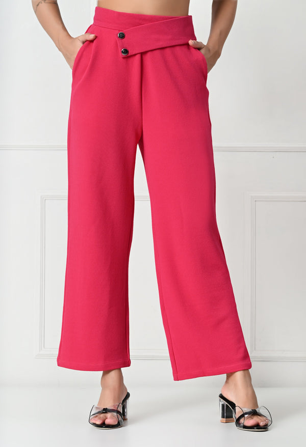 Comfy Elegant Women Pink Trousers