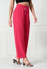 Comfy Elegant Women Pink Trousers