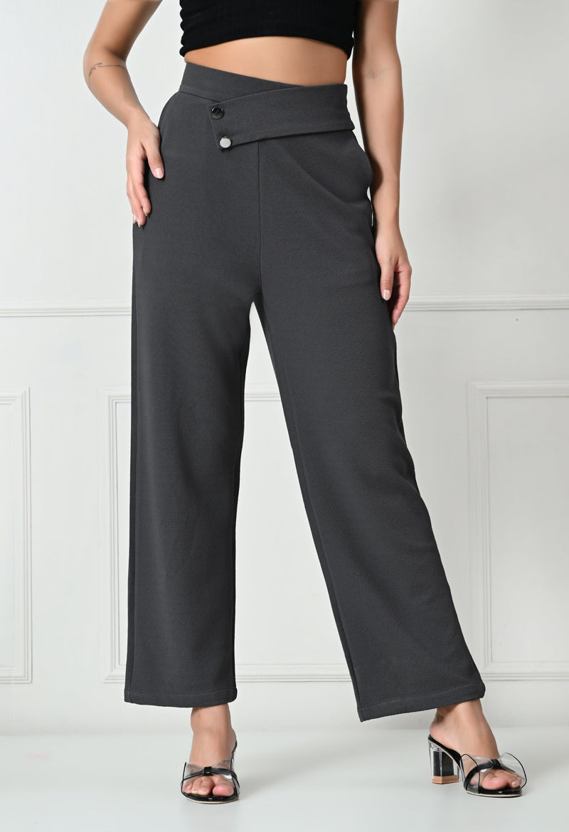 Comfy Elegant Women Grey Trousers