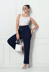 Comfy Elegant Women Navy Blue Trousers