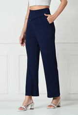 Comfy Elegant Women Navy Blue Trousers