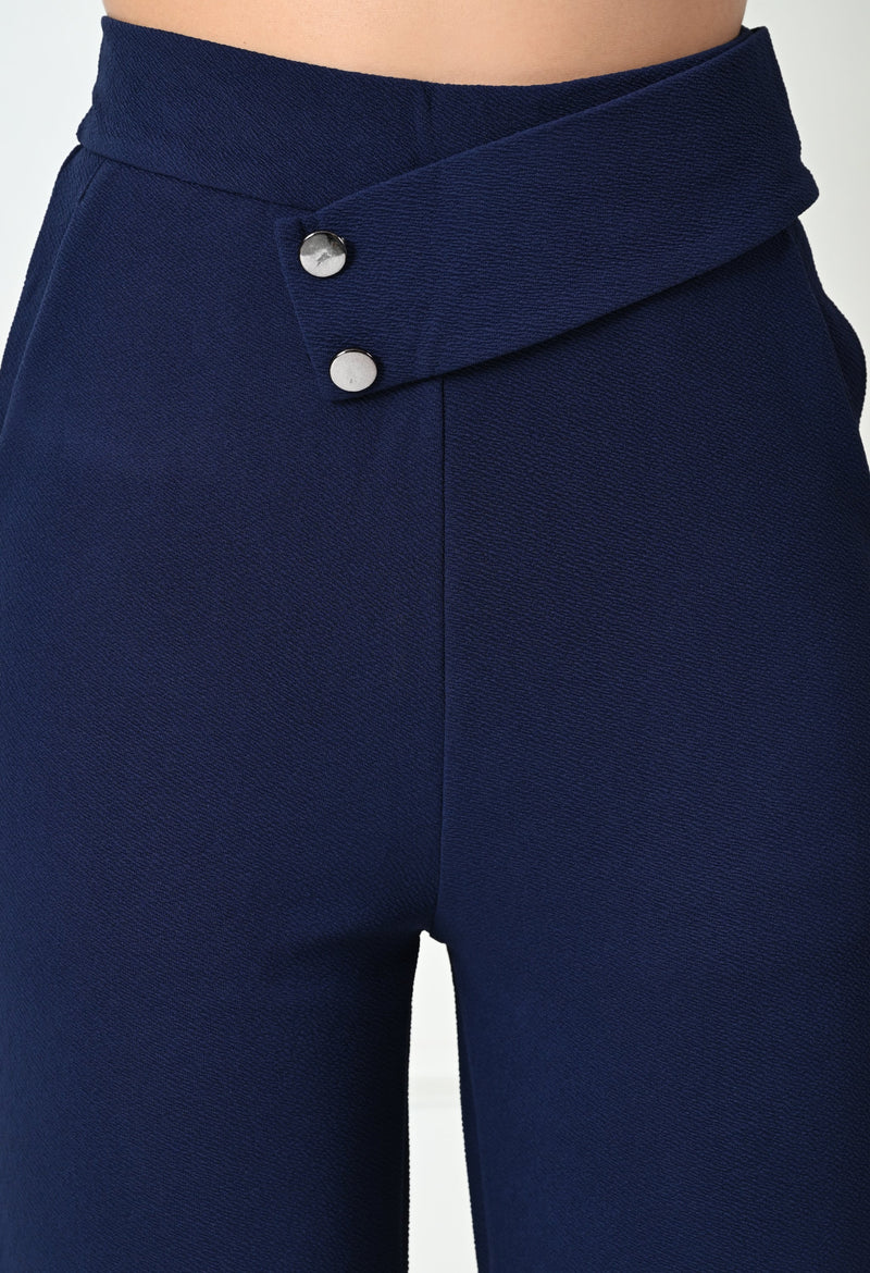 Comfy Elegant Women Navy Blue Trousers