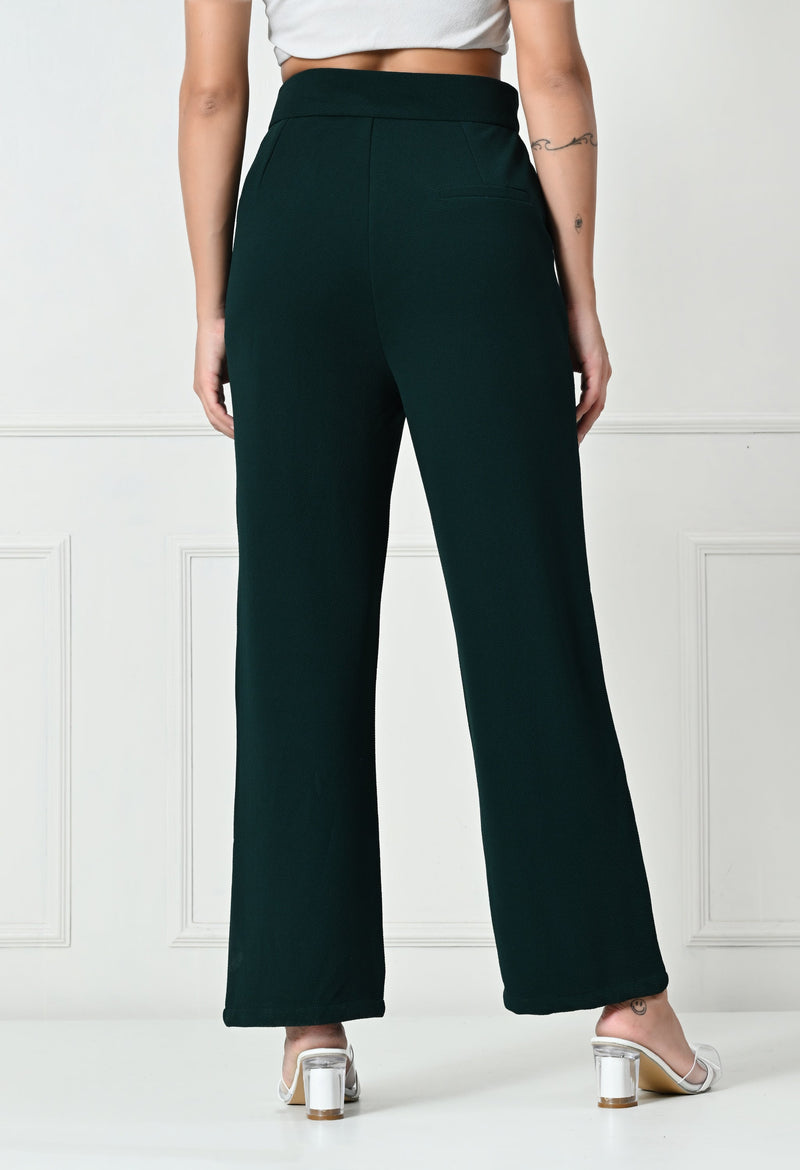 Comfy Elegant Women Green Trousers