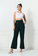 Comfy Elegant Women Green Trousers