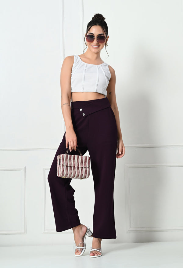 Comfy Elegant Women Brown Trousers