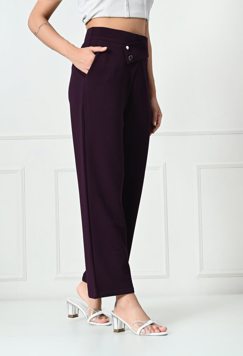 Comfy Elegant Women Brown Trousers