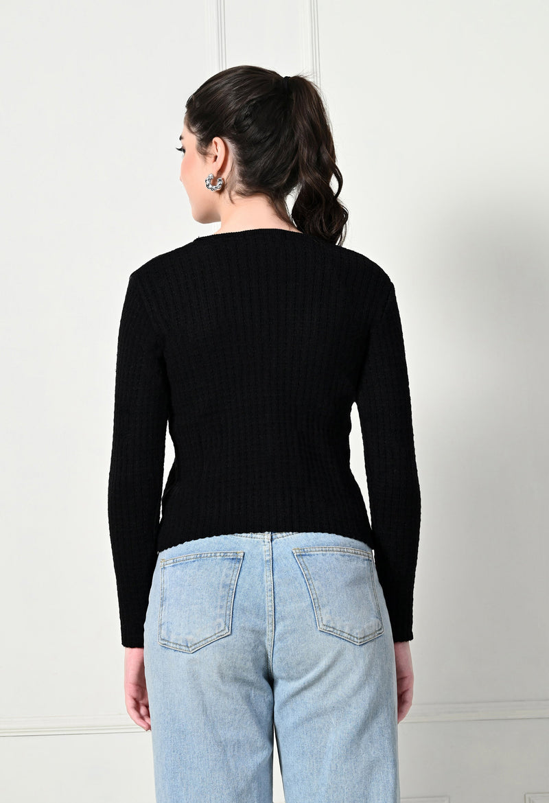 Pretty Feminine Women’s Wool Blend Sweater – Elegant and Cozy Winter Essential