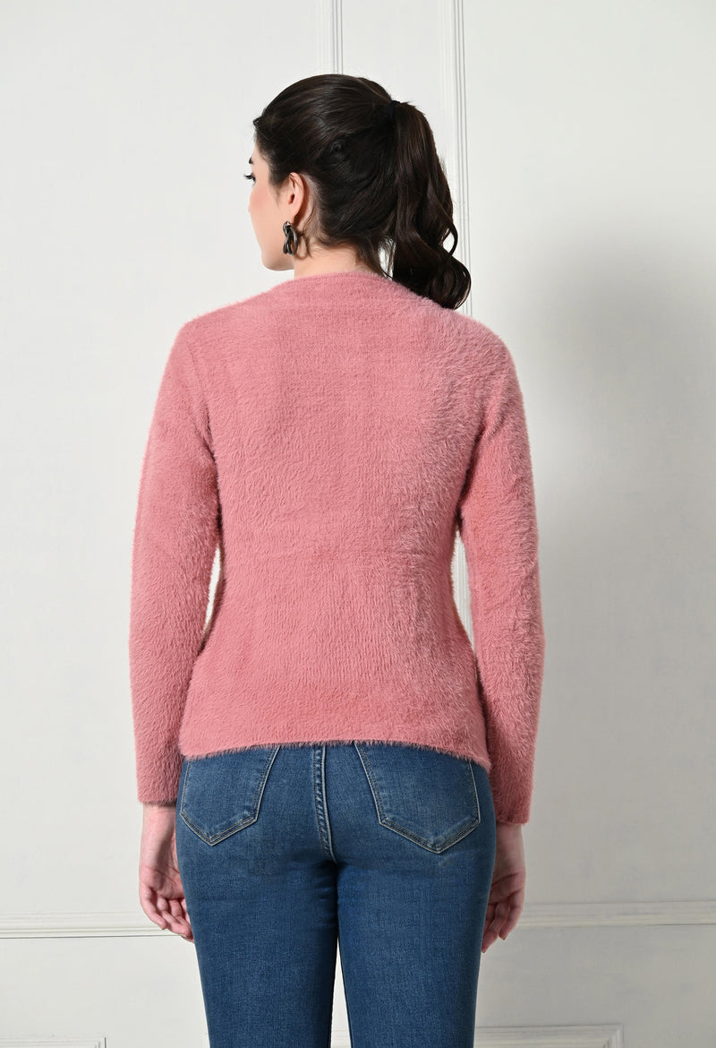 Comfy Fashionista Women’s Furry Wool Blend Sweater – Luxuriously Soft and Warm for Winter