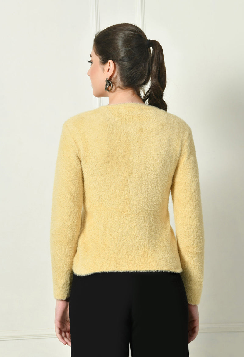 Comfy Fashionista Women’s Furry Wool Blend Sweater – Luxuriously Soft and Warm for Winter