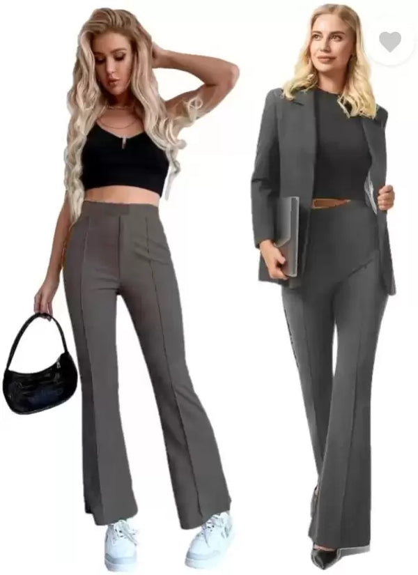 Women’s Flared Cotton Blend Trousers Pants for Casual and Semi-Formal Wear