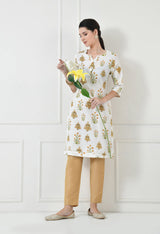 Women Self Design cotton  Straight Kurta