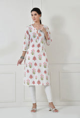 Women Self Design cotton  Straight Kurta