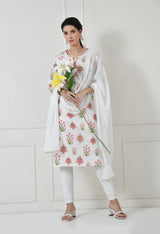 Women Self Design cotton  Straight Kurta