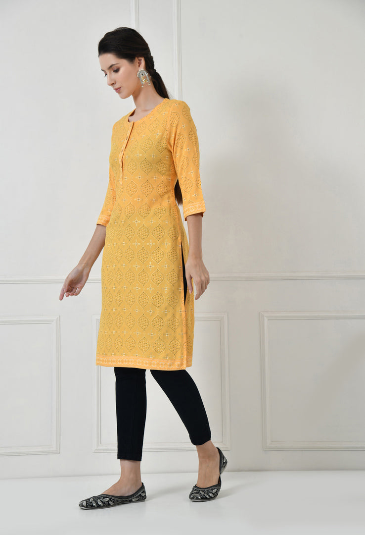 Women Self Design cotton  Straight Kurta