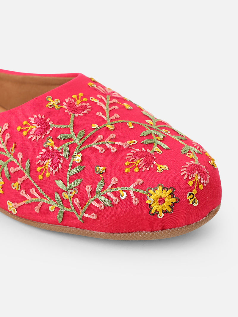 Pairs4U Pink Canvas upper Flats with Embroidered For Womens