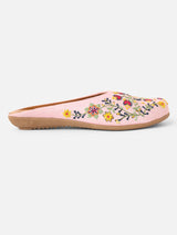 Pairs4U Light Pink Canvas Upper Flats with Embroidered For Womens