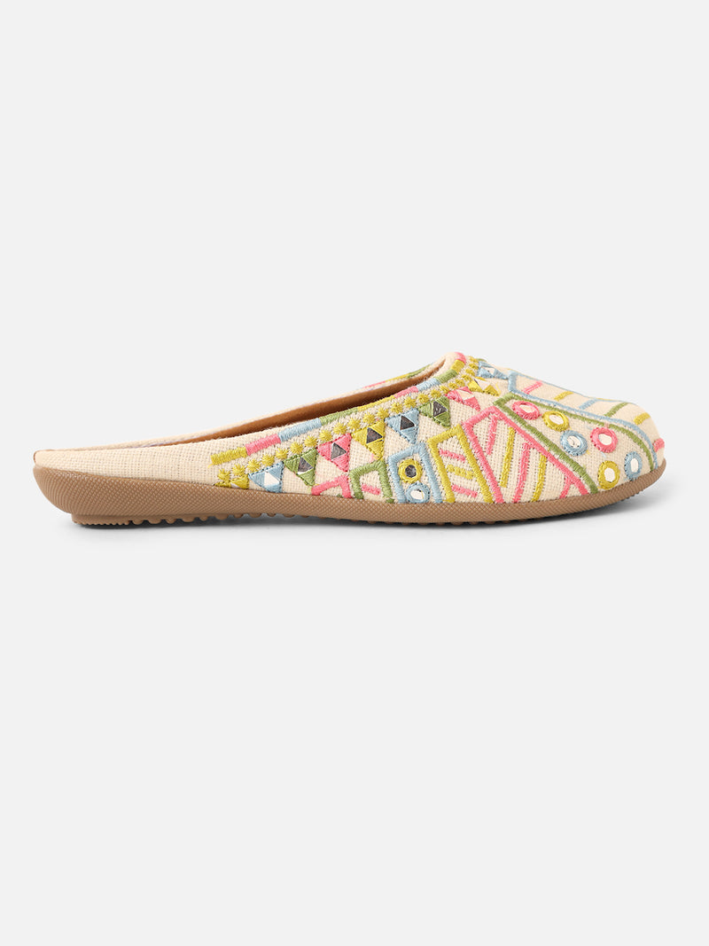 Pairs4U Multi Canvas upper Flats with Embroidered For Womens