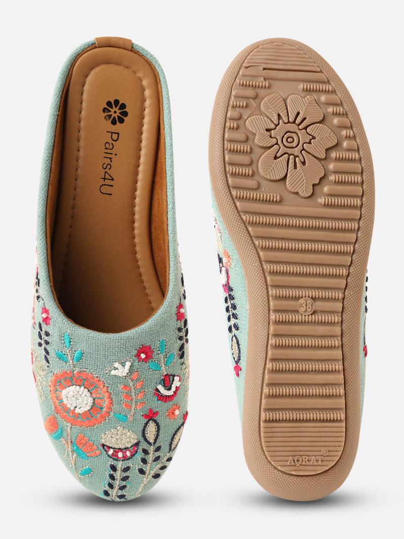 Pairs4U Pista Canvas Upper Flats with Embroidered For Womens