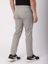 Stitch Hub Grey Fine Twill Cotton Chinos For Men- Regular Fit With Solid Pattern