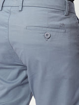 Stitch Hub Cobalt Blue Fine Twill Cotton Chinos For Men- Regular Fit With Solid Pattern