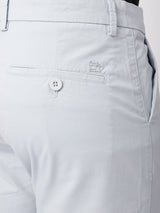 Stitch Hub Sky Blue Fine Twill Cotton Chinos For Men- Regular Fit With Solid Pattern