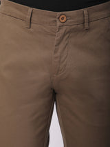 Stitch Hub Coffee Fine Twill Cotton Chinos For Men- Regular Fit With Solid Pattern