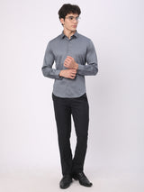 Stitch Hub Grey Satin Lycra Shirts For Men- Regular Fit With Solid Pattern