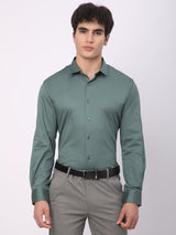 Stitch Hub Dark Green Satin Lycra Shirts For Men- Regular Fit With Solid Pattern