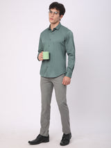 Stitch Hub Dark Green Satin Lycra Shirts For Men- Regular Fit With Solid Pattern