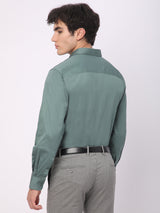 Stitch Hub Dark Green Satin Lycra Shirts For Men- Regular Fit With Solid Pattern