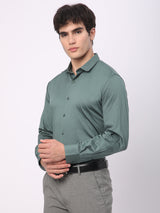 Stitch Hub Dark Green Satin Lycra Shirts For Men- Regular Fit With Solid Pattern