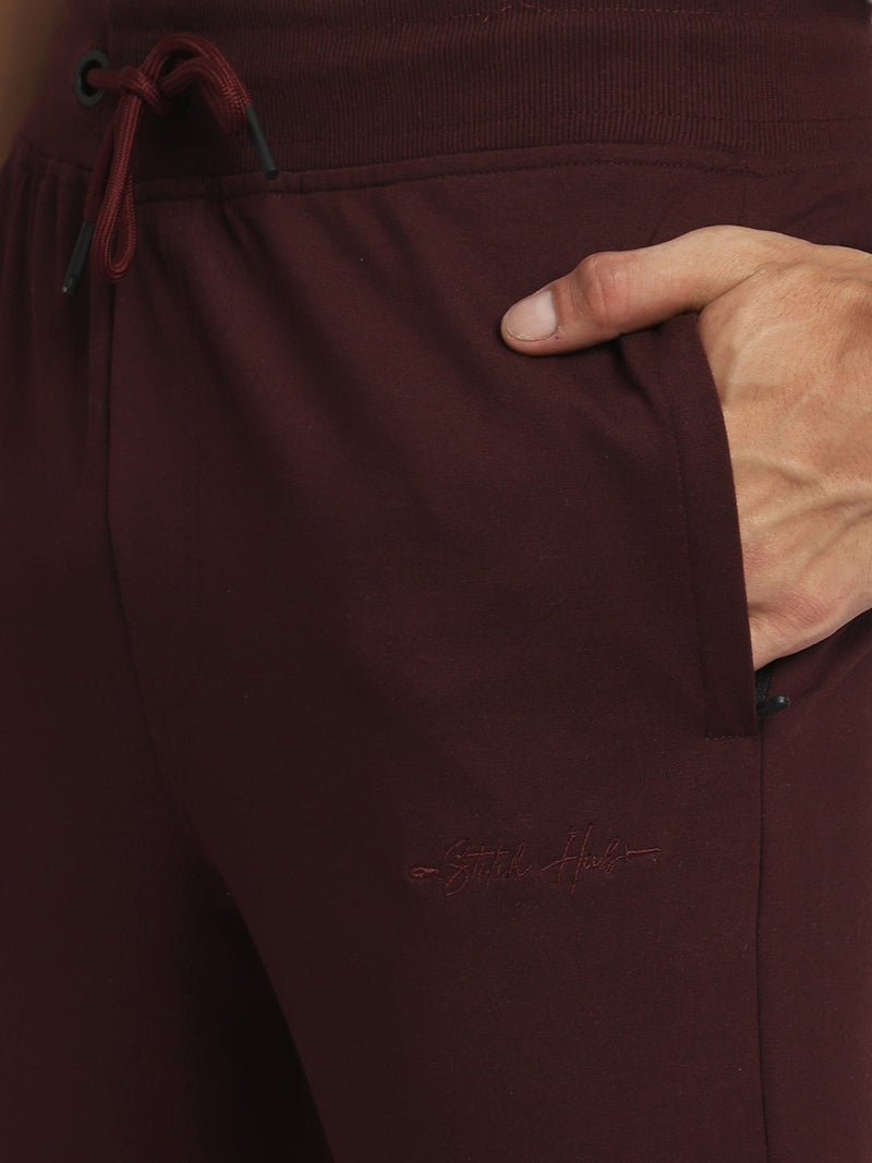 Stitch Hub Wine Loop knit Joggers for Men