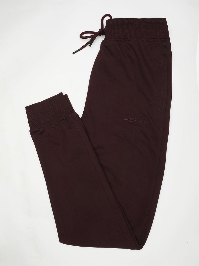 Stitch Hub Wine Loop knit Joggers for Men