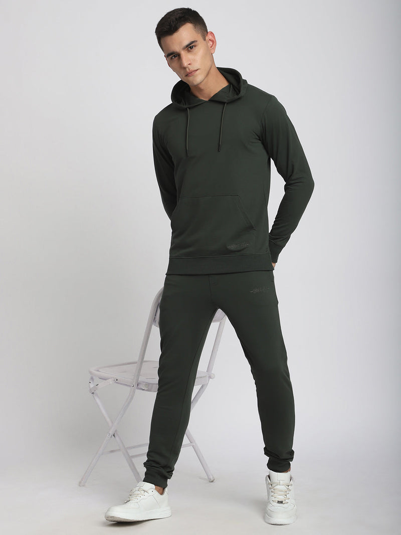 Stitch Hub Olive Loop knit Joggers for Men