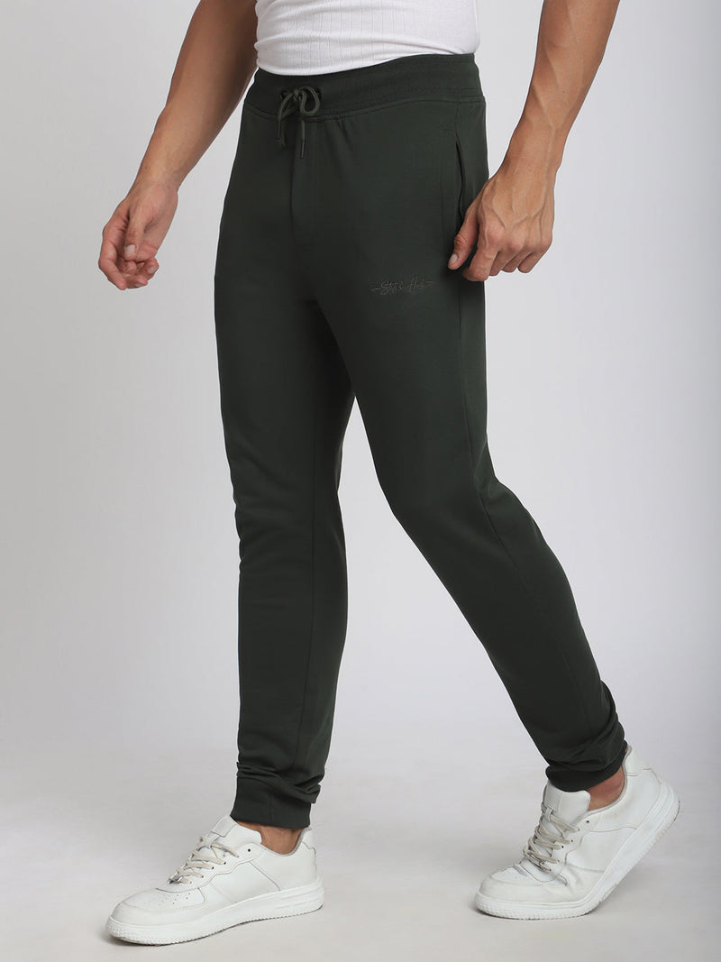 Stitch Hub Olive Loop knit Joggers for Men