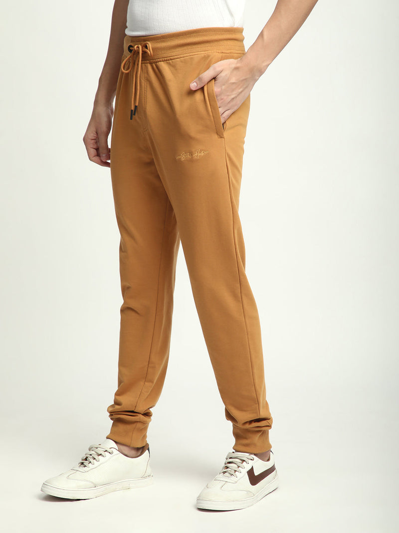 Stitch Hub Tan Loop knit Joggers for Men