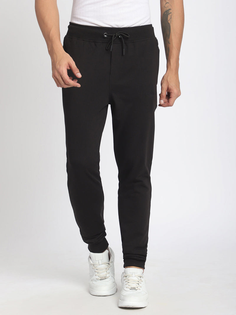 Stitch Hub Black Loop knit Joggers for Men