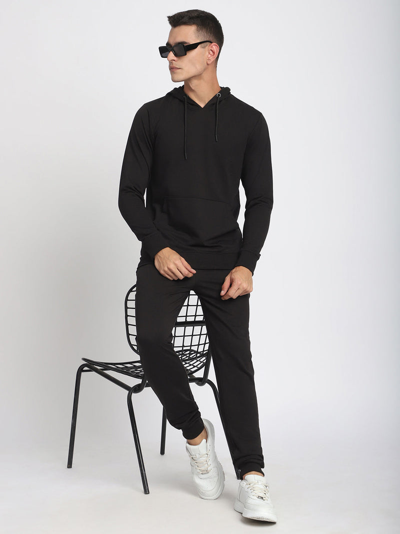 Stitch Hub Black Loop knit Joggers for Men