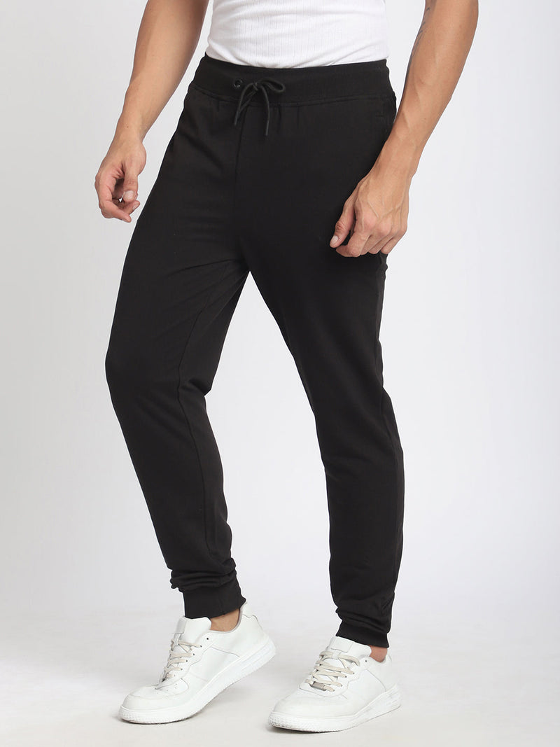 Stitch Hub Black Loop knit Joggers for Men