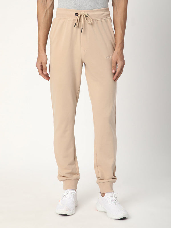 Stitch Hub Beige Loop knit Joggers for Men