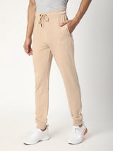 Stitch Hub Beige Loop knit Joggers for Men