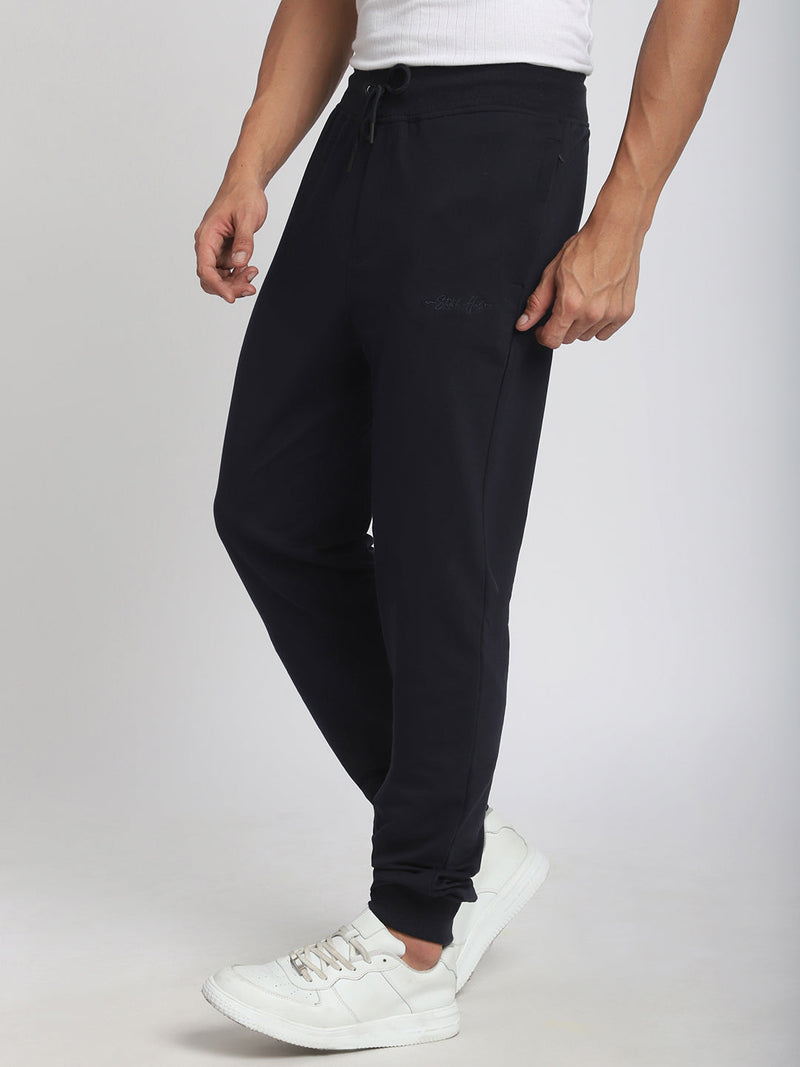 Stitch Hub Navy Loop knit Joggers for Men