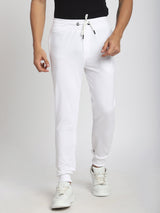 Stitch Hub White Loop knit Joggers for Men